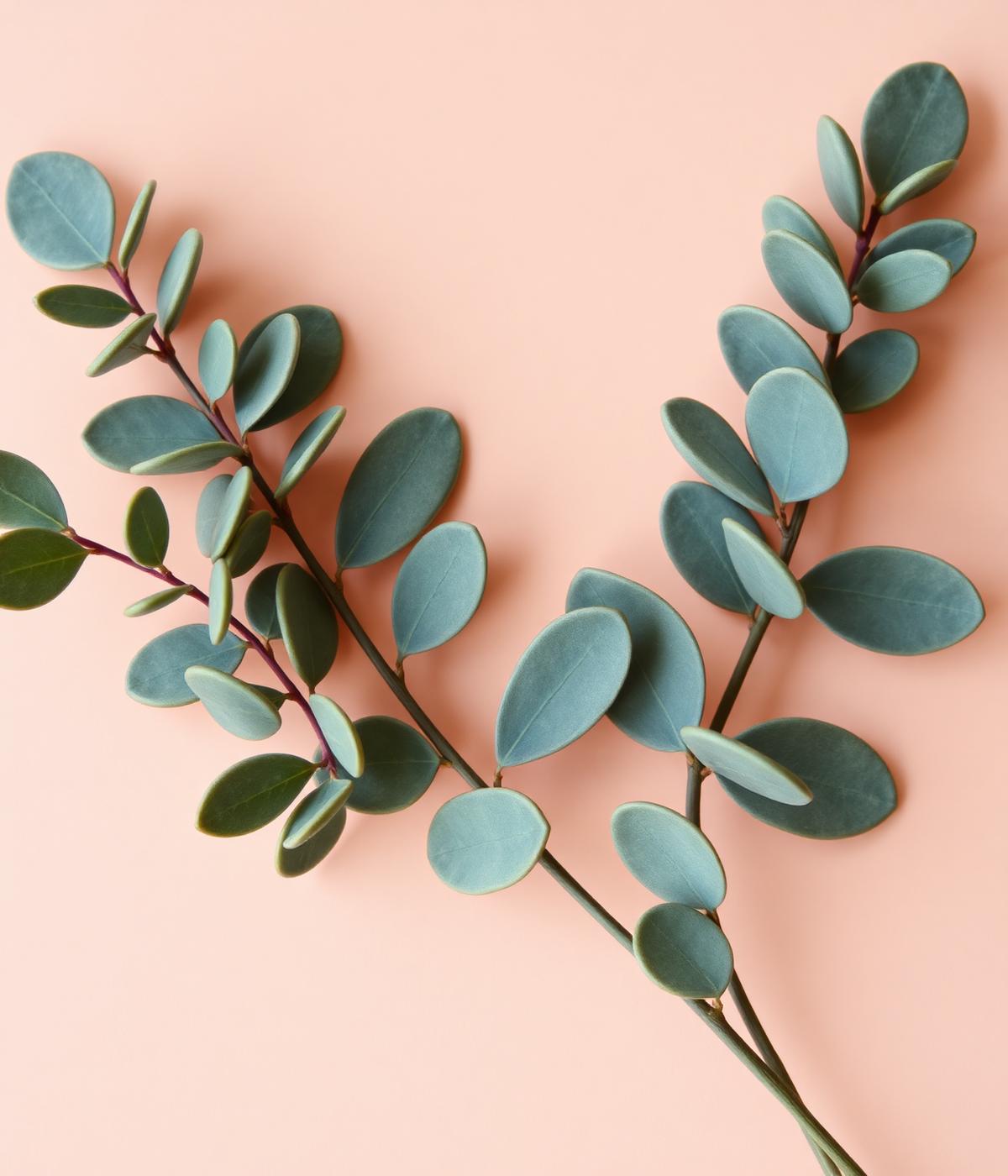 Soft eucalyptus leaves on a warm background